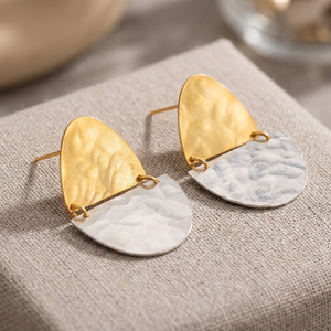 Boucles d'oreilles minimalistes plaquées or 18 carats de haute qualité, faites à la main, en laiton lisse, certifiées par un tiers, nouvelle arrivée, cadeau pour femme - Product Image 3