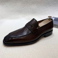 Chaussures décontractées en cuir véritable de haute qualité, antidérapantes, à bout carré, rehaussantes, pour l'automne, idéales pour le bureau et les affaires. Chemise Oxford pour homme