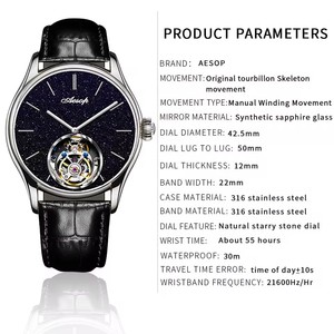 Envío Directo AESOP Reloj Mecánico de Lujo para Hombre con Tourbillon Real Visible, Esfera Transparente, Cristal de Zafiro, Resistente al Agua - Product Image 2