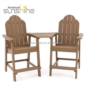 Chaise <span class=keywords><strong>Adirondack</strong></span> en HDPE de différents styles, <span class=keywords><strong>fauteuil</strong></span> en <span class=keywords><strong>plastique</strong></span> imitation bois, chaise haute simple, chaise de bistrot et de bar avec dossier - Product Image 1