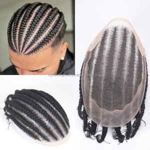 Novedad Q6 Afro <span class=keywords><strong>trenzas</strong></span> estilos de pelo tupé encaje Invisible Afro <span class=keywords><strong>trenzas</strong></span> rizadas hombre pelucas de pelo negro africano reemplazos para <span class=keywords><strong>hombres</strong></span> - Product Image 1