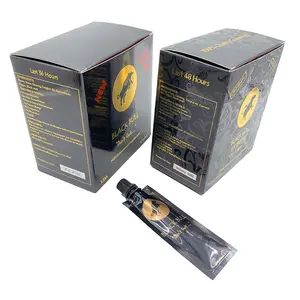 Kantong cerat madu minuman kekuatan 12 Pak, dengan tampilan hitam kotak kertas dengan pencetakan UV