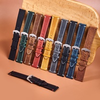 Bracelet de montre en cuir véritable le plus vendu, cuir de vachette pleine fleur finition Crazy-Horse ; boucle ardillon compatible pour montres