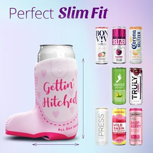 Nashville Country <b>Boot</b> Inspired Skinny Slim Can Coozies Insulated Neoprene Drink <b>Holders</b> for Bridal Shower Bachelorette Party - Product Image 3