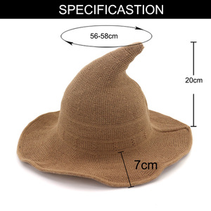 SH-1007 Sombrero de Bruja Tejido para Mujer, Ala Ancha, Plegable, Puntiagudo - Product Image 3