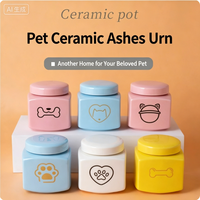 Urne funéraire carrée en céramique bleu clair avec empreinte de patte mignonne, pot hermétique pour cendres de crémation pour petits chiens et chats