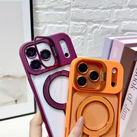 Support double transparent avec placage, protection intégrale, support d'objectif d'appareil photo, support magnétique en métal pour iPhone