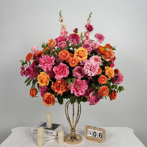 Fleurs et plantes décoratives OEM, centres de table pour événements de mariage, boule de fleurs artificielles en soie, décorations de mariage, fournitures - Product Image 1