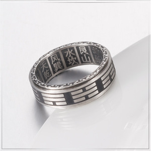 Chinese-style Taoist Tai Chi Bagua rotating <b>ring</b> for calming and relieving anxiety; trendy retro <b>titanium</b> steel jewelry wholesal - Product Image 3