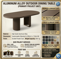 Ensemble de mobilier de jardin extérieur en aluminium avec table extensible et 8 chaises pour terrasse et jardin - Vente en gros