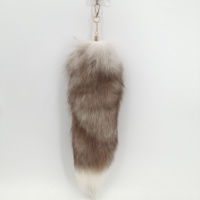 Porte-clés pour femme avec pendentif gland queue de renard porte-clés en cuir véritable fourrure pour ceinture de sac doux et élégant