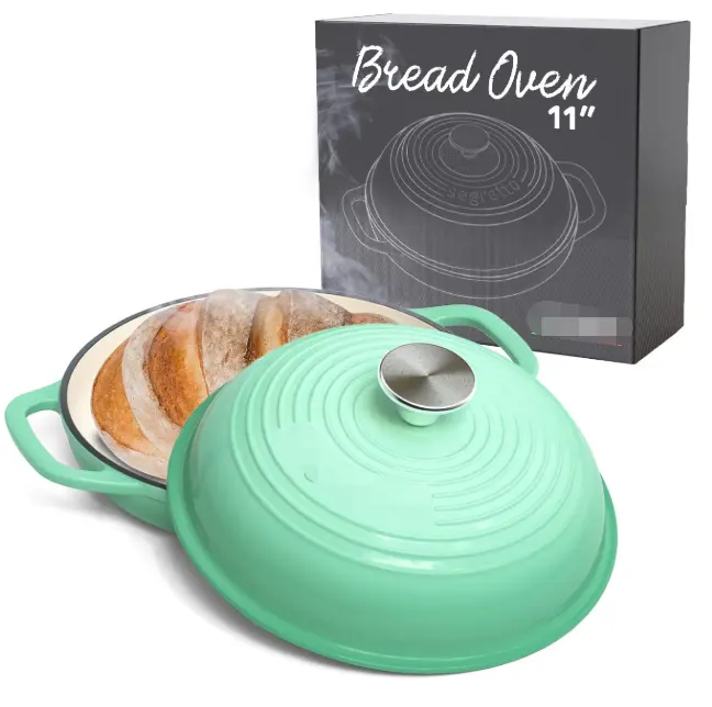 Teglia per pane in ghisa smaltata con coperchio forno per pane verde teglia per pasta madre in ghisa forno olandese per pane