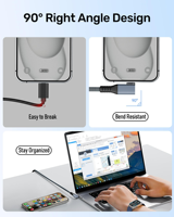 Cable USB4.0 SYONG de 240w con Entrega de Energía, Trenzado de Nailon, Tipo C, 8K60Hz, 90 Grados, Transferencia de Datos de 40Gbps, para MacBook, iPhone