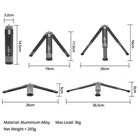 Trépied de bureau en métal Ambitful GT-03 GT-07 avec interface à vis 1/4, support triangulaire portable, éclairage LED professionnel pour la photographie