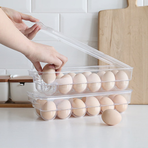 Dust-proof refrigerator fresh-keeping egg storage box transparent moist-proof plastic 12-grid rolling egg storage container tray