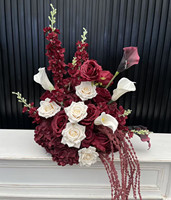 Nouvelle boule de fleurs artificielles rouge et blanche PPS pour la décoration de table de mariage, centre de table pour événements, fleurs faites à la main