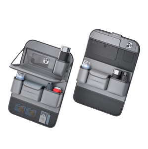 Bolsa de almacenamiento para asiento trasero de coche de gran capacidad con múltiples bolsillos de cuero PU, organizador de coche con bandeja de mesa plegable - Product Image 6
