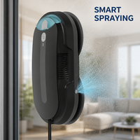Robot de nettoyage de vitres électrique au design moderne, réservoir d'eau de 85 ml, nettoyage des bords pour grandes surfaces vitrées, noir mat, usage domestique