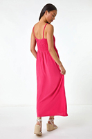 Femmes élégante sangle robe mi-longue en gros été Crochet contraste broderie couleur unie sans couture tricot jupe pour Petites dames