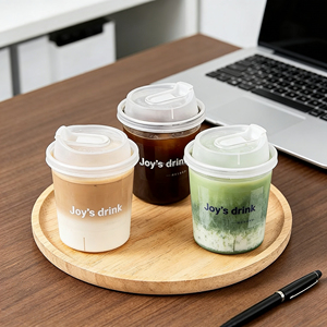 Tasses à café jetables en plastique PP dur Smoothie Matcha avec couvercles de 500ml 16oz avec logo personnalisé en gros - Product Image 2