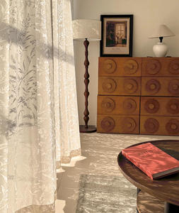 Rideaux Transparents Jacquard Floraux Français Blancs ZSTARR, Filtrant la Lumière, Plissés à Pince, pour Salon et Maison - Product Image 3