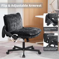 Chaise de bureau à domicile avec accoudoirs rabattables, coussin de siège large et épais, chaise de coiffeuse confortable, chaise de bureau à pieds croisés avec roulettes