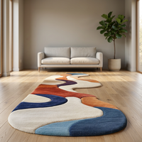 Tapis de table à manger élégant et moderne en laine tuftée à la machine, à poils moyens, couleur unie, réversible, pour salle à manger, noir, haute qualité