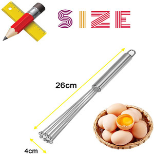 Batteur à œufs manuel en acier inoxydable de 10 pouces, gadgets de cuisine avec fouet à boule, outils pour œufs - Product Image 2