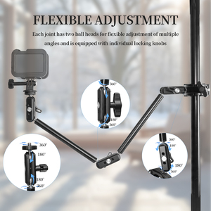 Bras Magique Robuste en Aluminium 22'' avec Pince de Fixation Sécurisée pour Caméras d'Action, Téléphones et Accessoires - Product Image 5