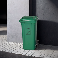 Traust Outdoor 120L Debout PP Poubelle en plastique avec couvercle Vert Rouge Jaune Bleu Gris Poubelle
