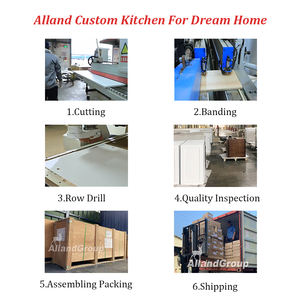 Alland Contreplaqué en forme de L Laque noire <span class=keywords><strong>Verre</strong></span> moderne Armoires de cuisine modulaires personnalisées - Product Image 6