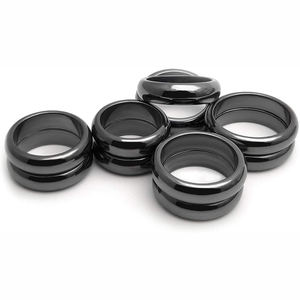 Hämatit-Kuppelring gegen Angstzustände, für das Wurzelchakra, negativen Energieabfluss, Gesundheitsschmuck, Schmerzlinderung, Geschenk für Männer und Frauen - Product Image 1