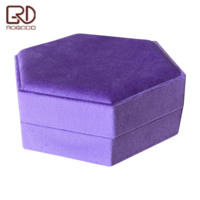 Boîte cadeau hexagonale en velours violet de qualité supérieure ROGOOD pour collier pendentif boucles d'oreilles avec insert en mousse souple Accepte la personnalisation P1980