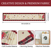 Chemin de table Joyeux Noël motif camion, sapin et cadeaux, noir et rouge tartan, avec sets de napperons pour la décoration de fêtes à la maison