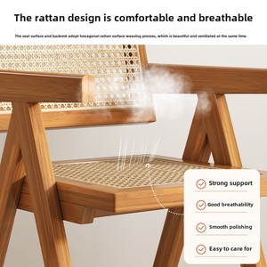 <span class=keywords><strong>Chaise</strong></span> moderne <span class=keywords><strong>scandinave</strong></span> en bois massif pour salon en rotin épais japonais B & B Restaurant loisirs maison balcon utilisation - Product Image 4