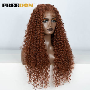 FREEDOM Perruque Lace Front pour femmes en fibre synthétique haute température bouclée, densité 130%, 30 pouces, pour brun, blond, rouge, baby - Product Image 3