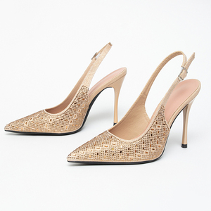 Nuevas sandalias de tacón de aguja con correa de lazo y diamantes de imitación, versátiles y a la moda, para Navidad, zapatos elegantes para boda. - Product Image 6