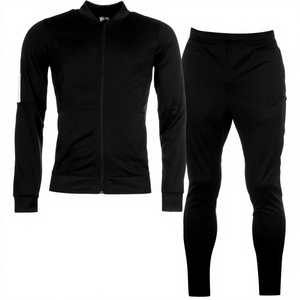 Survêtement décontracté noir uni pour homme, grande taille, avec cordon de serrage, capuche, sportif, séchage rapide, polyester, vêtements d'hiver, coupe régulière, poches latérales - Product Image 5