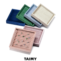Plateau à bagues en velours multi-creux, nouveau, de haute qualité, pour présentation de bijoux, couleur personnalisée, pour boutique et vente au détail