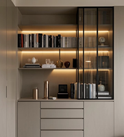 Meuble console moderne de luxe en verre et bois avec portes, rangement pour entrée de hall, salon