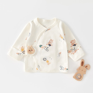 Blusa de Algodón Puro sin Costuras para Bebés Recién Nacidos, Estilo Túnica, Primavera-Otoño, 0-3 Meses, Unisex, Tejida, Manga Larga - Product Image 1