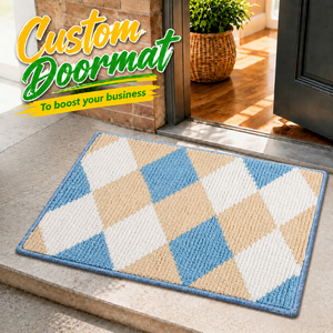 Paillasson personnalisé à motif losanges tuftés, antidérapant, lavable et <span class=keywords><strong>absorbant</strong></span> pour <span class=keywords><strong>entrée</strong></span> résidentielle ou porche. - Product Image 1