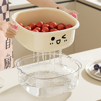Panier de vidange de grande valeur Panier de rangement multifonctionnel pour fruits et légumes Panier en plastique filtrable empilable à double couche