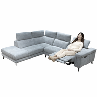 Canapé sectionnel électrique moderne en forme de L, gris, avec fonction de relaxation électrique, appui-tête réglable et pieds hauts pour salon