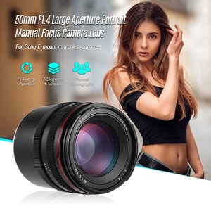 Objectif de caméra à mise au point manuelle pour portrait à grande ouverture 50mm F/1.4 à faible dispersion pour Sony E Mount A7 A7M2 A7M3 <span class=keywords><strong>NEX</strong></span> 3 <span class=keywords><strong>5N</strong></span> 5R 5T - Product Image 5