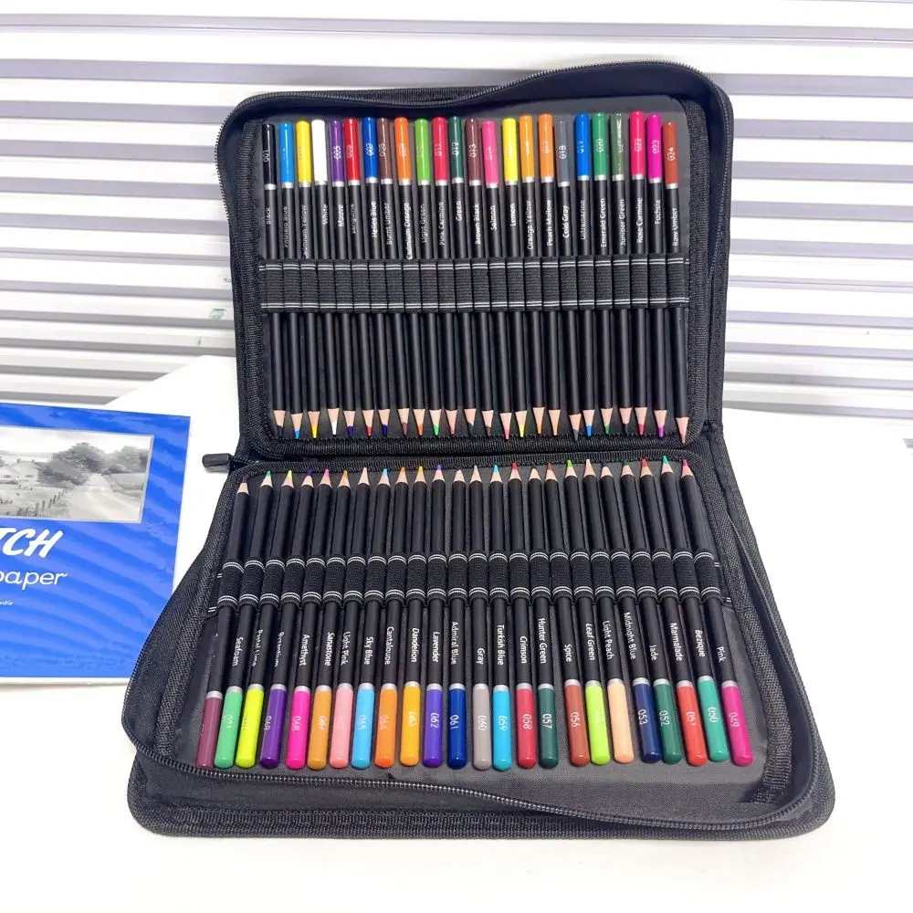 Set pensil gambar sketsa, set pensil warna profesional populer 145 buah untuk seniman sketsa menggambar