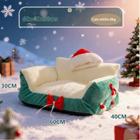 Canapé-lit pour animaux de compagnie de Noël, détachable, lavable, en velours chaud, coussin pour animaux de compagnie pour les fêtes de Noël, pour chats et chiens de petite et moyenne taille