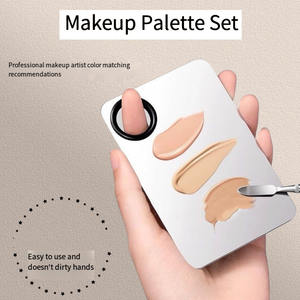 Paleta de mezcla de maquillaje de acero inoxidable con espátula paleta cosmética para base Nail Art herramienta de artista de maquillaje profesional - Product Image 4