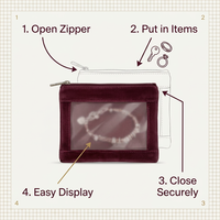Pochette à bijoux en velours avec fenêtre transparente, sac de voyage de luxe en velours à fermeture éclair, étui de rangement pour bijoux, pochette de présentation, sacs anti-poussière
