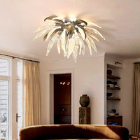 Lustre en cristal vitrail LED tout cuivre Langchu avec compatibilité AC pour l'installation de projets de villas et de salons